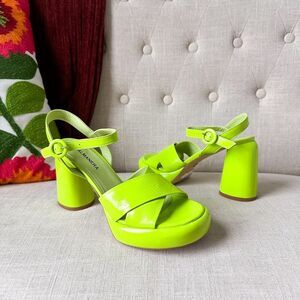 Halmanera Lime Green Leather Sandals Made in Italy Size 38.5 8